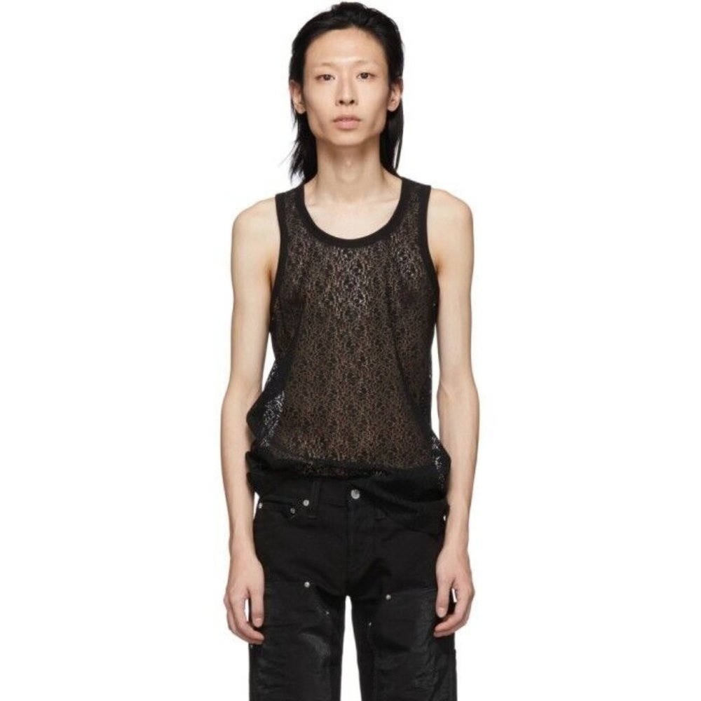 Helmut Lang Black Lace Tank Top Black